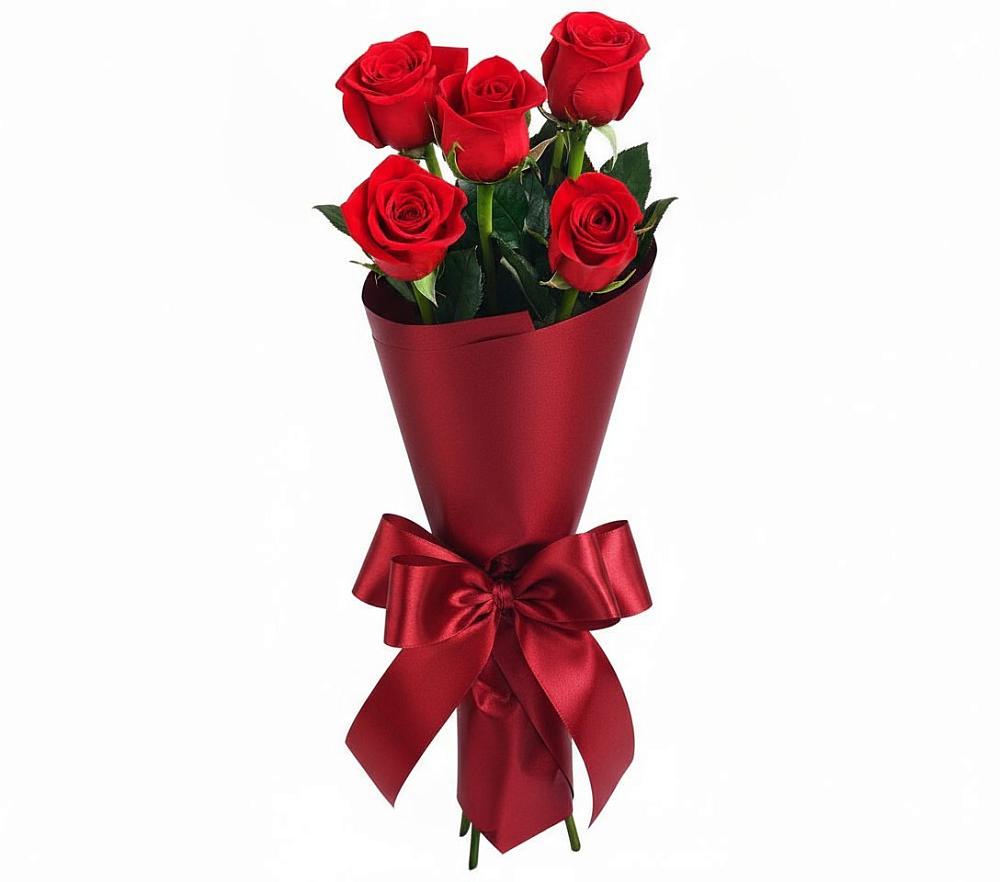 Букет 5 Красных роз Эдлесс Лав в Нижнедевицке