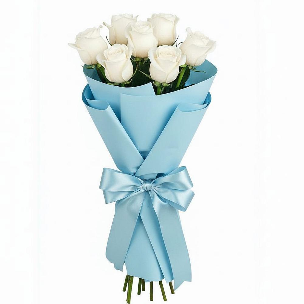 Букет 7 белых роз Проуд в Нижнедевицке