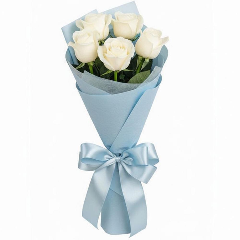 Букет 5 Белых роз Проуд в Нижнедевицке