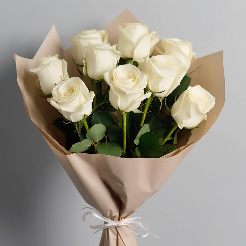 Букет 9 Белых роз Эдлесс Лав в Нижнедевицке