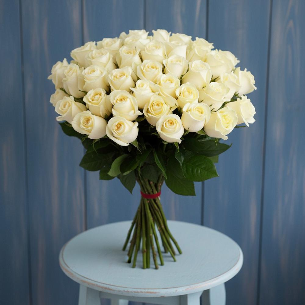 Букет 51 Белая роза Эдлесс Лав в Нижнедевицке