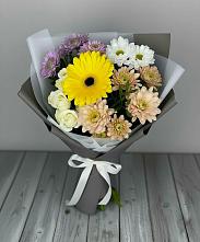 Букет цветов из:  Розы, Герберы и Хризантемы в Нижнедевицке