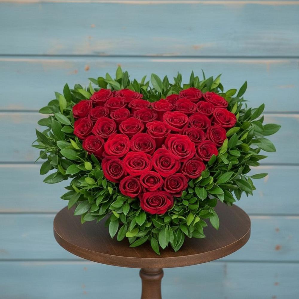 Цветочная композиция из Розы в виде сердца в Нижнедевицке