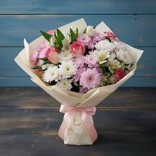 Букет цветов из:  Хризантемы, Альстромерии и Розы в Нижнедевицке