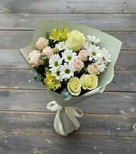 Букет цветов из:  Альстромерии, Розы и Хризантемы в Нижнедевицке