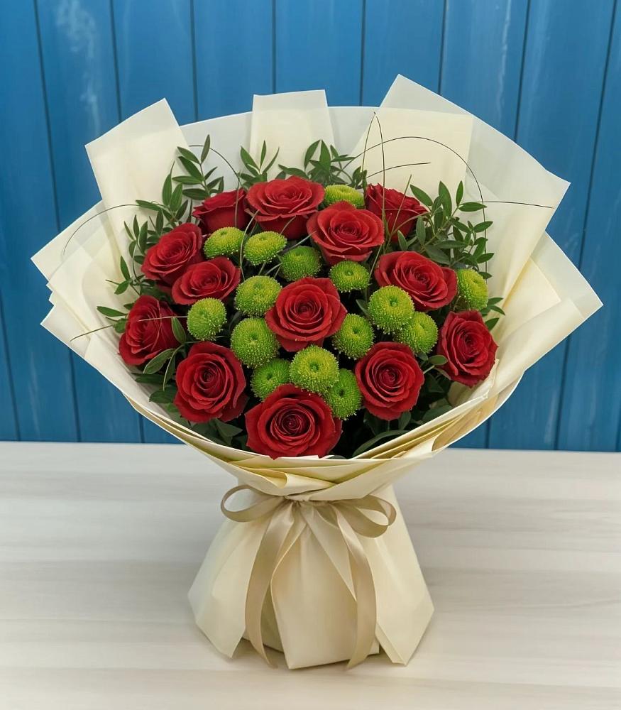 Букет цветов из: Розы и Хризантемы в Нижнедевицке